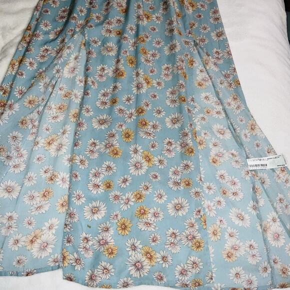 FOREVER 21 Women Blue & Off-White Floral Print A-Line Dress - Picture 7 of 10